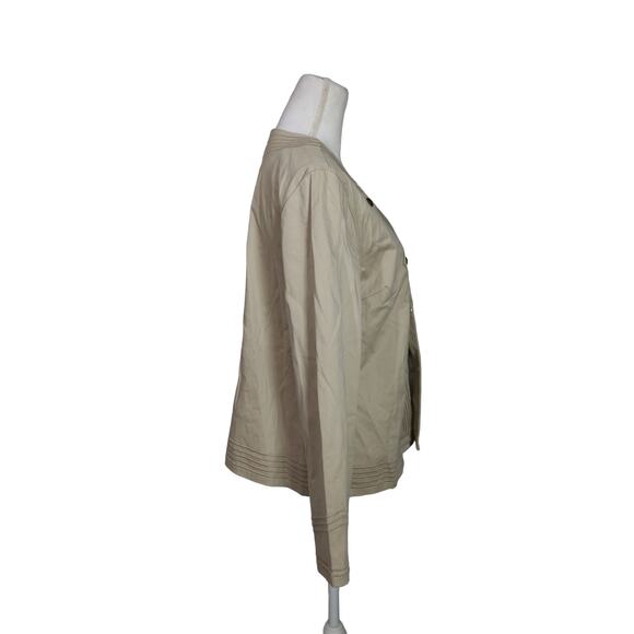 CHICO'S‎ KHAKI EMBROIDERED LONG SLEEVED JACKET BLAZER COAT 2 medium - Picture 4 of 7